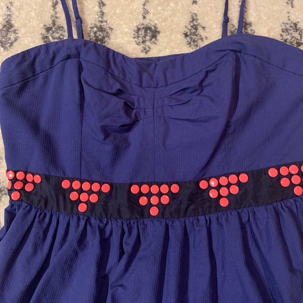 Anthropologie Floreat dress navy blue with coral - Picture 3 of 8